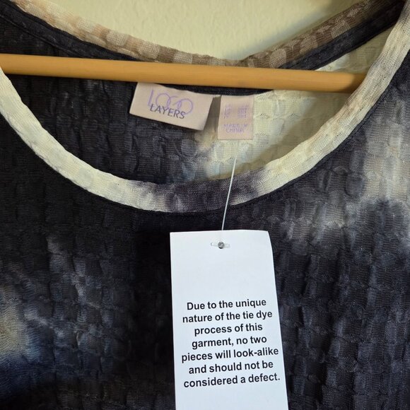 LOGO by Lori Goldstein Textured Tie Dye Tunic Top Black/Multi 3/4 Sleeve 2X NWOT - Picture 2 of 10